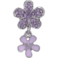 Silver bead charm with purple zircon petals and lavender enamel daisy flower detail - Purple Double Flower Pendant (15)