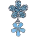 Blue enamel magnolia flower bead charm with sparkling zircon inlay for DIY bracelets - Light Blue Double Flower Pendant (16)