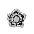 Antique silver flower charm with central crystal for custom DIY jewelry making - White Stone Five Petal Flower (#15)