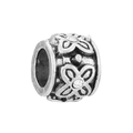 Retro flower charm bead with cubic zirconia inlay for DIY bracelets - White Stone Vintage Embossed Flower (#21)