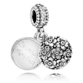 Charm en argent avec motifs floraux et gravure Sweet Mother pour bijoux DIY - Double Cœur Sweet Mother - Blanc (#47)