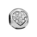 Silver heart charm bead with sparkling rhinestones for DIY bracelets and jewelry making - Silver Hollow Heart (#4)