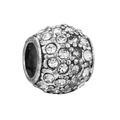 Sparkling pave setting ball charm with white cubic zirconia crystals for DIY bracelets - White Full Diamond Ball (#25)