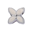Minimalist silver four-leaf flower stud earrings with white matte enamel inlay - White Enamel Four Leaf Style (#40)