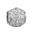 Antique silver flower bead charm with white enamel petals and clear crystal center - White Enamel Floral Bead (#39)