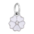 Silver flower pendant with white enamel petals and central zircon for DIY jewelry - White Rhinestone Five-Petal Flower Style (024)