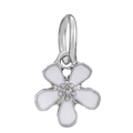 Silver-finished flower charm with white enamel petals for DIY bracelets and necklaces - White Five-Petal Flower Style (014)