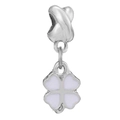 Silver four-leaf clover charm with purple enamel inlay for DIY charm bracelets - Normal Specification / Light Purple Clover Style (003)