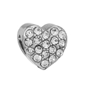 Sparkling silver heart charm bead with pave-set zircon for DIY charm bracelets - Silver Full Diamond Heart (#51)