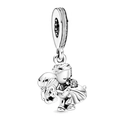 Silver bead charm featuring a bride and groom scene for DIY jewelry bracelets - Groom And Bride Wedding Style (#47)