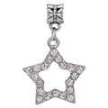 Star-shaped silver charm with sparkling cubic zirconia crystals for DIY bracelets - White Five-pointed Star (027)