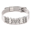 Silver mesh belt bracelet with heart and crown sliding charms for couples and friends - Length: 23cm Width: 1mm / Silver