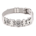 Silver mesh belt bracelet featuring anchor, heart lock, and figure charms with buckle - Length: 23cm Width: 1mm / Silver