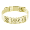Adjustable golden mesh bracelet with heart and figure charms for couples and friends - Length: 23cm Width: 1mm / Gold