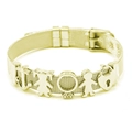 Adjustable golden mesh bracelet featuring anchor, heart lock, and figure charms - Length: 23cm Width: 1mm / Gold