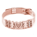 Rose gold mesh bracelet with family charms and adjustable buckle closure for women - Length: 23cm Width: 1mm / Rose Gold