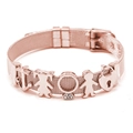 Rose gold mesh watch band bracelet featuring anchor, heart lock, and figure charms - Length: 23cm Width: 1mm / Rose Gold