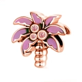 Rose gold palm tree charm with pink enamel leaves and sparkling crystals for bracelets - Palm Tree (B-36)