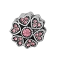 Silver bead charm with pink crystal flower design for DIY jewelry bracelets and necklaces - Pink Heart-Petal Flower Style (017)