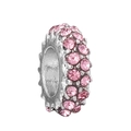Silver bead charm with double row pink rhinestones for DIY bracelets jewelry making - Double Row Pink Zircon Silver Bead (#4) / Silver with Pink Rhinestone