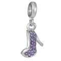 Silver high heel charm with purple rhinestones for DIY bracelets and necklaces - Deep Purple Silver High Heel (#7)