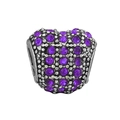 DIY silver charm with purple cubic zirconia stones for women bracelet jewelry - Purple Heart Bead (#40)
