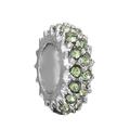 Silver alloy large hole bead with green crystals and gear edge for DIY bracelets - Double Row Green Zircon Silver Bead (#5) / Silver with Green Stones