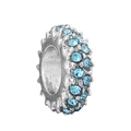 Silver alloy wheel charm bead with light blue crystals for DIY jewelry bracelet making - Blue And White Zircon Silver Ring (#6) / Blue Crystal Silver