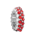 Silver-plated large hole wheel bead with red rhinestones for DIY charm bracelets - Red And White Zircon Silver Bead (#8) / Silver with Red Stones