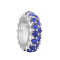 Silver alloy wheel charm with blue sparkling rhinestones and gear edge for DIY bracelets - Blue Zircon Silver Gear Bead (#9) / Blue Crystal Silver