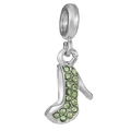 Silver high heel charm with sparkling light green crystals for DIY jewelry bracelets - Green Silver High Heel (#8)