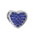 Silver-tone heart charm bead with pavé blue crystals for DIY jewelry bracelet - Pavé Blue Zircon Heart Charm (#14) / Blue Crystal Silver