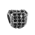 Zilveren hartbedel met zwarte kristallen voor DIY armbanden sieraden maken - Zwart Hart Pavé