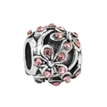 Vintage silver petal bead with pink crystals for European style DIY charm bracelets - Pink Daisy Bead (#14)