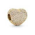 Gouden hartbedel met witte zirkonia voor doe-het-zelf armbanden en kettingen - Goud Hart Pavé