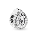 Pear-shaped silver bead with water drop cubic zirconia for DIY charm bracelets - Pear Shaped Zircon Charm (#20) / White Zirconia Silver