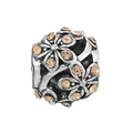 Vintage silver hollow floral charm with champagne crystals for DIY charm bracelets - Champagne Daisy Bead (#17)