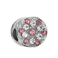Silver bead charm with pink and white pavé crystals for DIY jewelry bracelets - Mixed Pink And White Pavé Bead (#23) / Pink White Silver