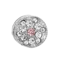 Floral silver charm bead with pink center stone and clear crystal pavé setting - Pink Zircon Floral Burst Bead (#24) / Silver with Pink Rhinestone