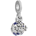Silver airplane and blue enamel globe dangle charm with cubic zirconia for DIY bracelets - Blue Globe and Plane Style (34) / 4mm / 34