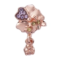 Rose gold flower charm with purple pavé petals and yellow gemstone for DIY bracelets - Purple Rhinestone Floral Style (1)