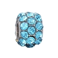 Perle cylindrique classique en argent sertie de cristaux bleu clair étincelants - Perle Pavé Bleu Clair (7#)