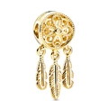 Golden dreamcatcher pendant charm with hollow pattern and three delicate feathers - Dreamcatcher Style (1#)
