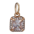 Pendentif carré classique en or avec grand zircon transparent et pavé de diamants - Halo Carré Doré (18#)