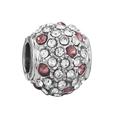 Zilveren bedel met pavé-kristallen in wit en roze voor DIY-armbanden - Wit en Roze Pavé Bol