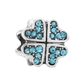 Silver four-leaf clover charm with light blue crystals for DIY jewelry making - Pavé Heart Four-leaf Clover (1) / 10 Pieces Pack / Light Blue