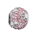 Charm-kraal in zilver metaal met roze gefacetteerde kristallen voor doe-het-zelf-sieraden - Roze Pavé Kraal