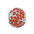 Zilveren holle bal bedel met oranje strass steentjes voor DIY armbanden sieraden - Oranjerode Pavé Kraal