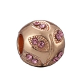 Perle de charme cœur en or rose avec cristaux roses pour bijoux DIY - Texture de Feuille Or Rose (9#)