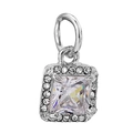 Elegant silver square halo pendant with princess cut clear stone and pave crystals - Square Halo Rhinestone Pendant (30) / Normal Specification / Silver